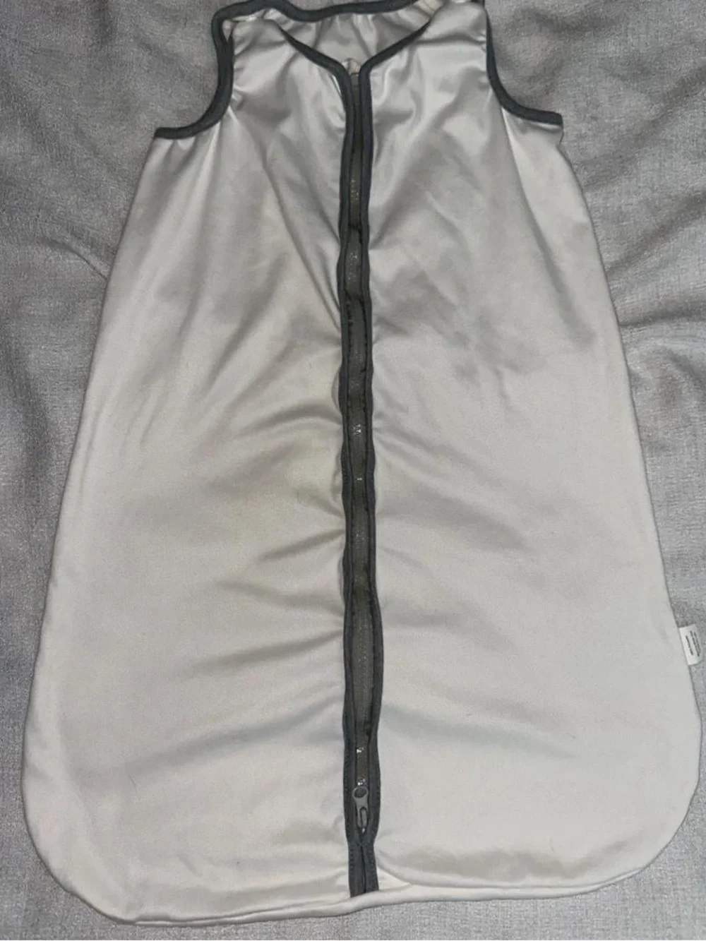 White Baby Sleep Sack with Gray Trim